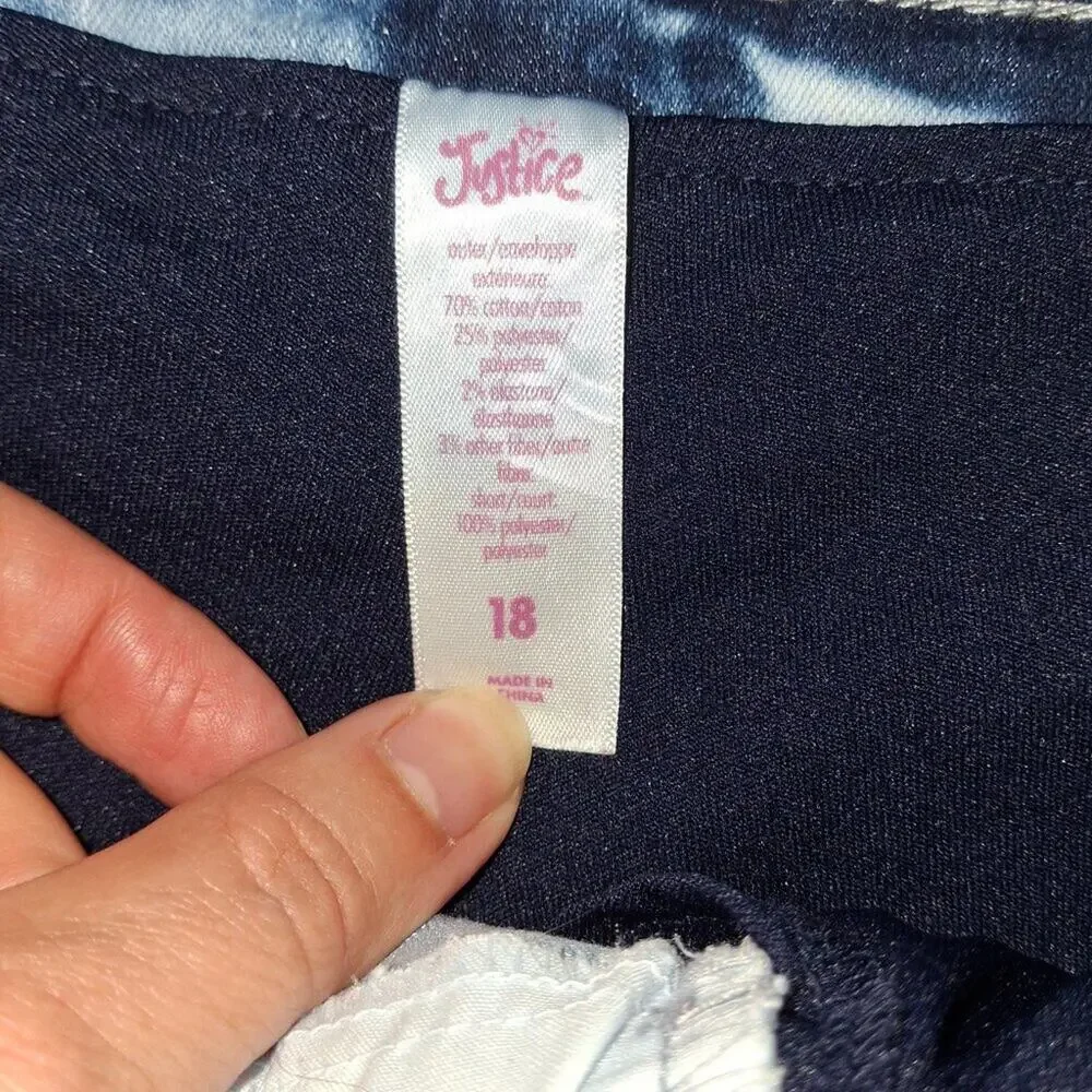 Justice Acid Wash Denim Skort sz 18